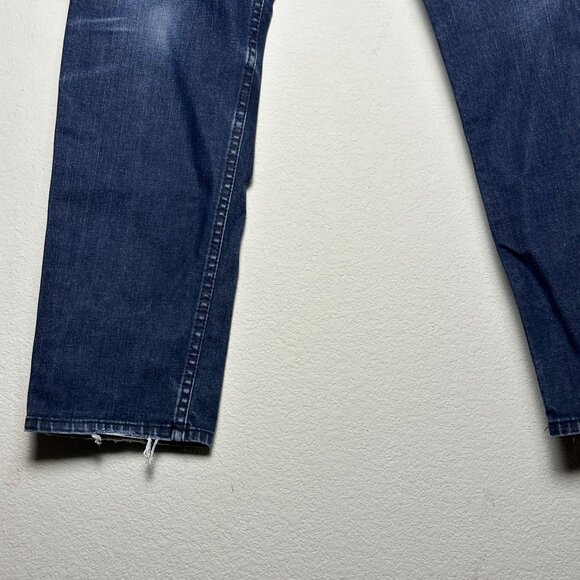 Hudson Denim Jean Pant Men 32 Dark Blue Western Button Fly Distressed Straight - Picture 10 of 15